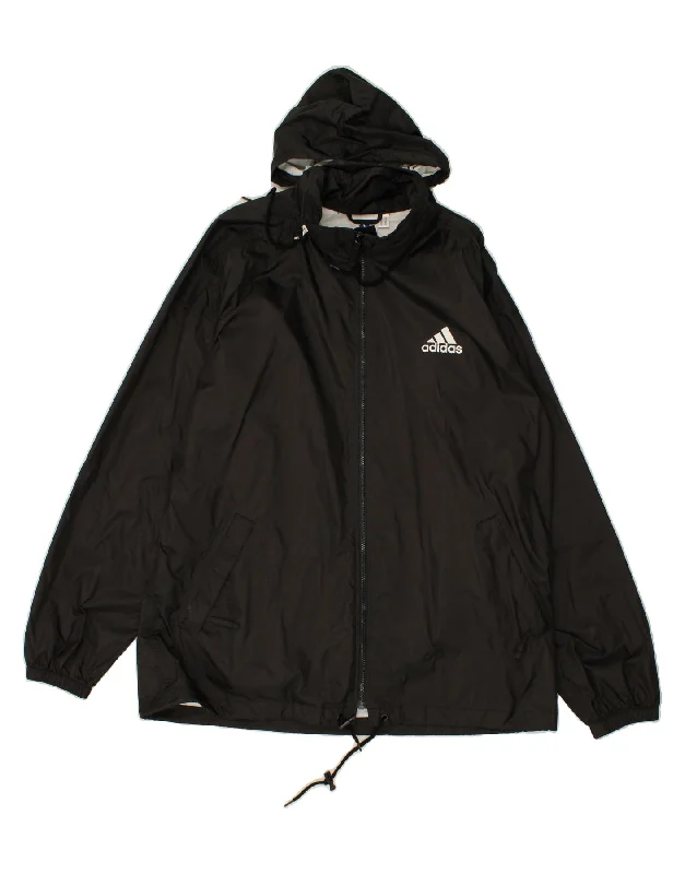 men's military jackets -ADIDAS Mens Hooded Rain Jacket UK 42/44 Large Black Nylon