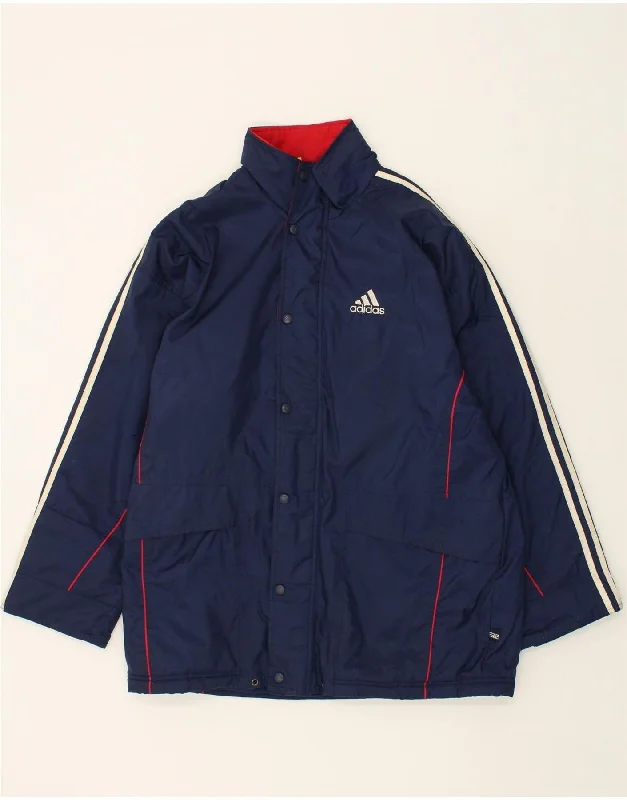 men's parkas for winter -ADIDAS Mens Loose Fit Hooded Windbreaker Jacket UK 40/42 Medium Navy Blue