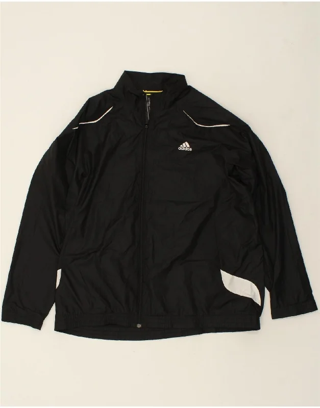 men's field jackets -ADIDAS Mens Windbreaker Jacket UK 50/52 2XL Black Colourblock Polyester