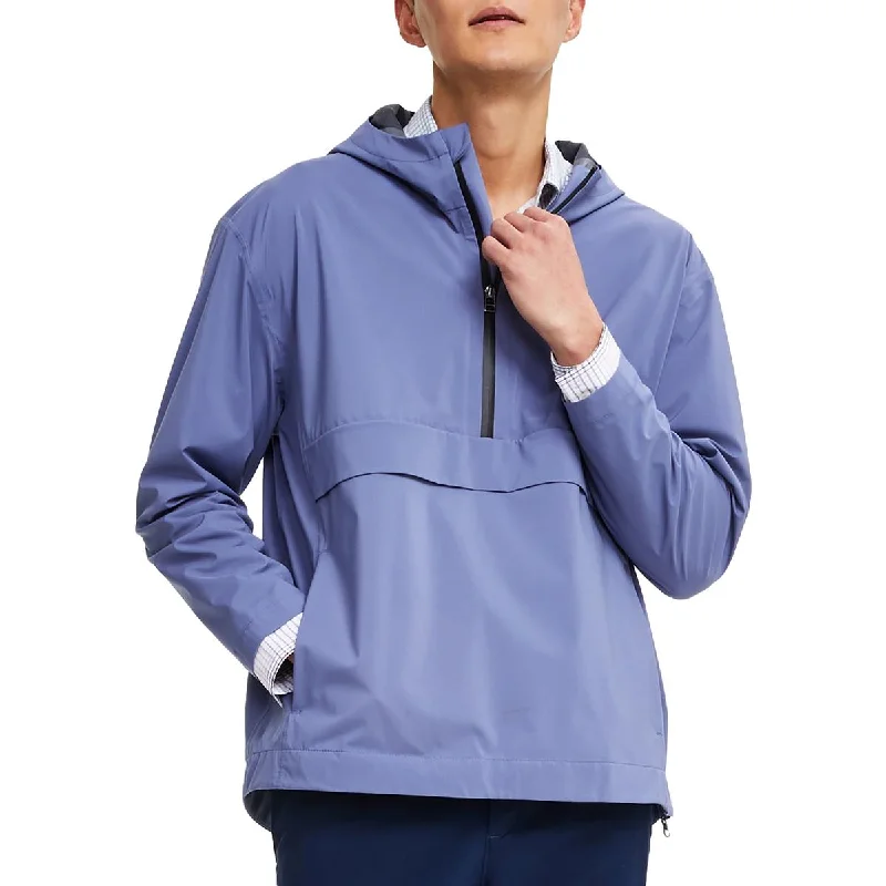 men's sporty jackets for running -Alfani Mens Alfatech Popover Long Sleeves Anorak Jacket