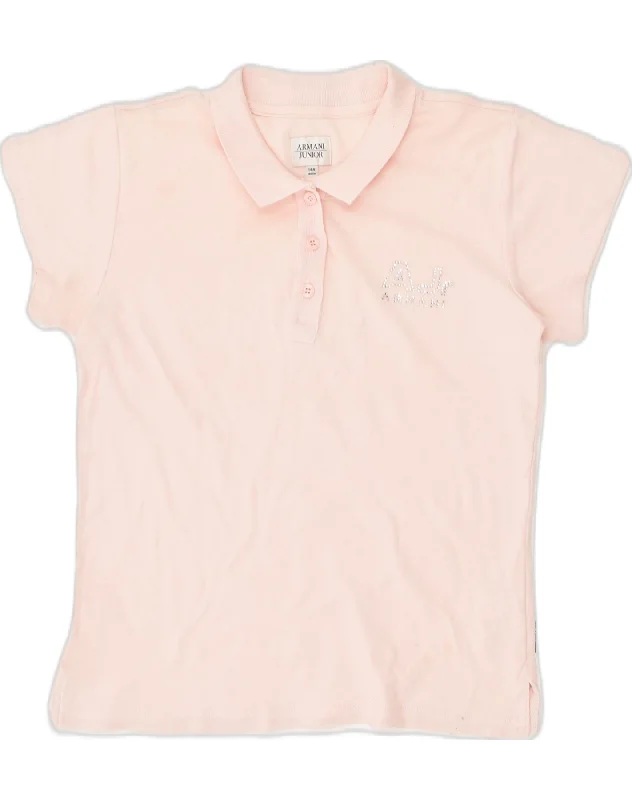 men's premium polo shirts for work -ARMANI JUNIOR Girls Polo Shirt 13-14 Years Pink Cotton