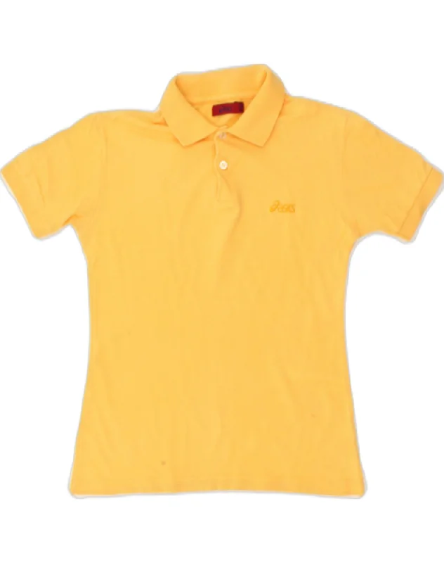 men's basic polo shirts -ASICS Boys Polo Shirt 11-12 Years Yellow Cotton