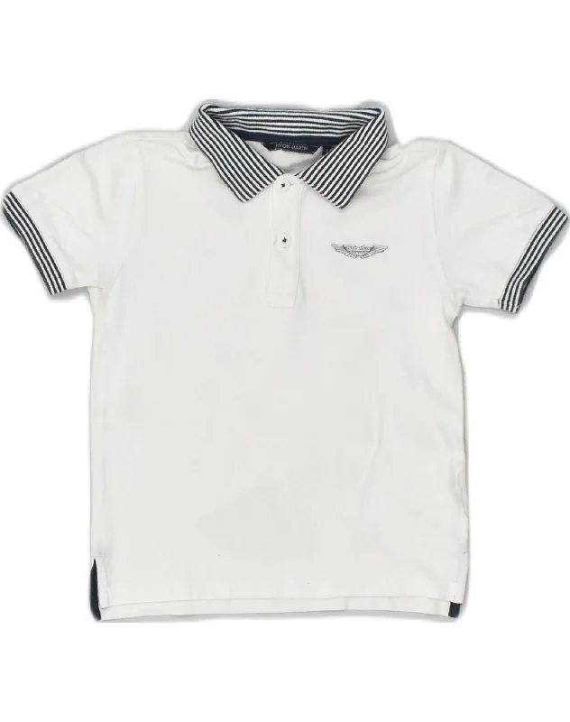 modern fit polo shirts for men -ASTON MARTIN Boys Polo Shirt 3-4 Years White Cotton