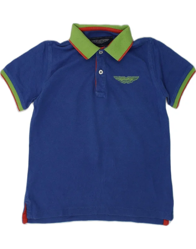 men's custom embroidered polo shirts -ASTON MARTIN Boys Polo Shirt 5-6 Years Blue