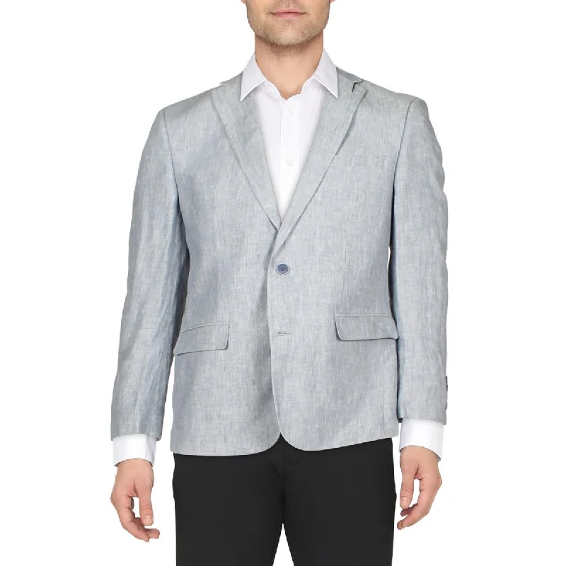 men's stylish jackets with zippers -Bar III Mens Linen Slim Fit Suit Jacket