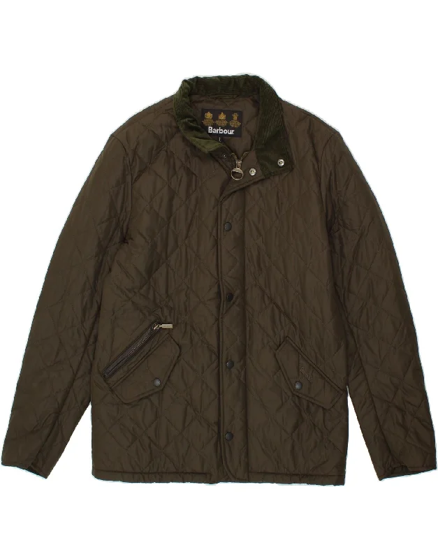 men's double-breasted blazers -BARBOUR Mens Quilted Jacket UK 36 Small Brown Polyester