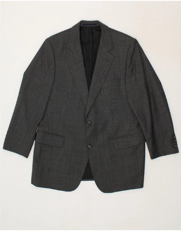 men's stylish coats and jackets -BURBERRY Mens 2 Button Blazer Jacket UK 40 Large Grey Check Virgin Wool