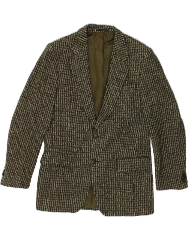 men's peacoats -BURBERRYS Mens 2 Button Blazer Jacket UK 38 Medium Khaki Check Viscose