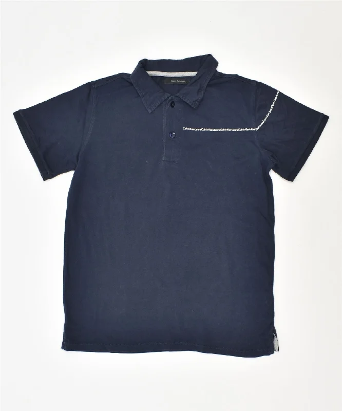 premium polo shirts for men -CALVIN KLEIN Boys Polo Shirt 9-10 Years Navy Blue Cotton