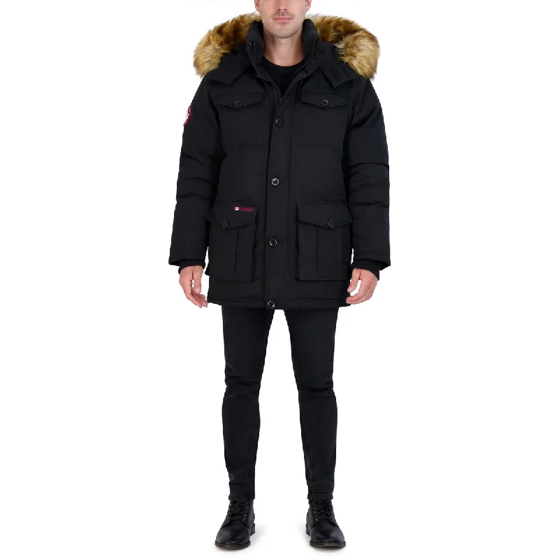 men's insulated rain jackets -Canada Weather Gear Parka Coat for Men-Insulated Winter Jacket w/ Faux Fur Hood