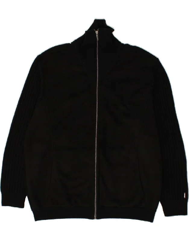 men's fleece-lined jackets -CARLO COLUCCI Mens Knit Bomber Jacket IT 54 2XL Black Merino Wool