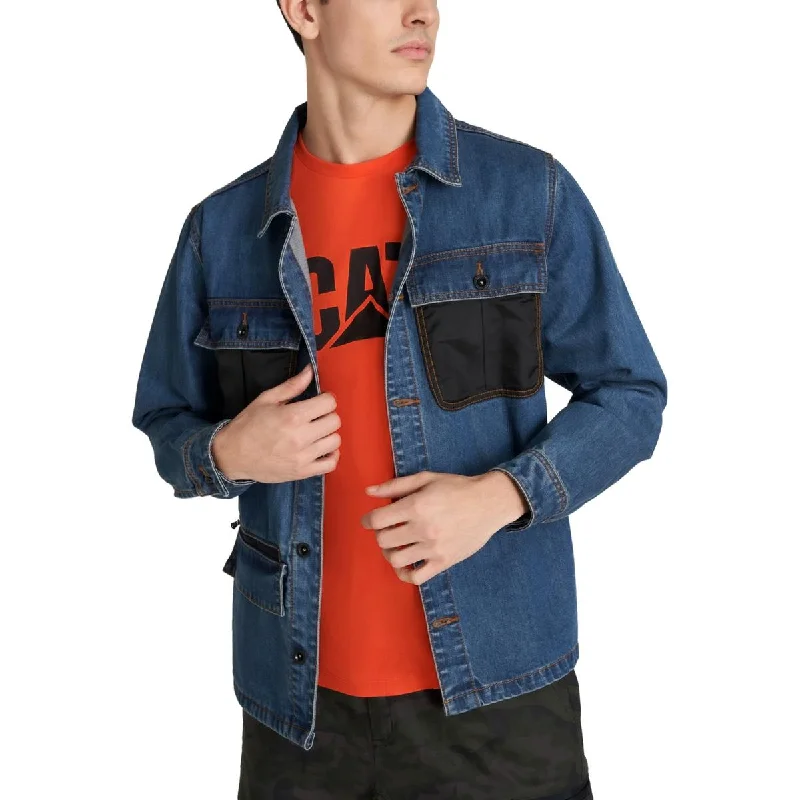 men's peacoats for casual wear -Caterpillar Mens Overshirt Chore Denim Jacket