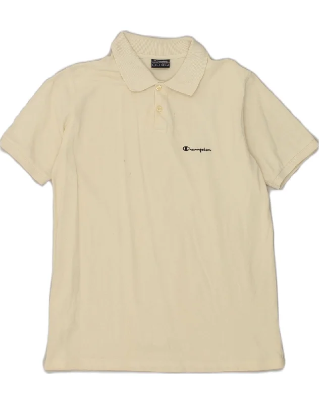 men's breathable performance polo shirts -CHAMPION Boys Polo Shirt 13-14 Years Beige Cotton