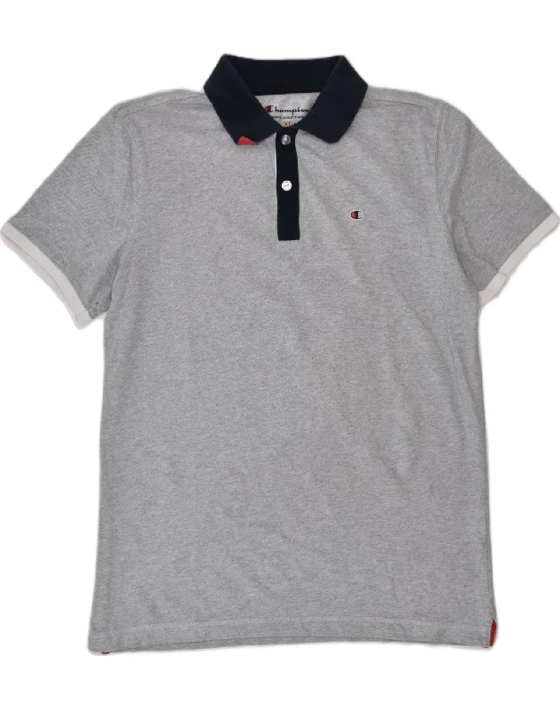 soft-touch polo shirts for men -CHAMPION Boys Polo Shirt 13-14 Years XL Grey Cotton