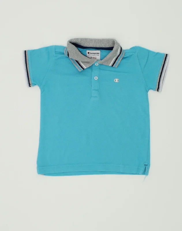 men's classic striped polo shirts -CHAMPION Boys Polo Shirt 2-3 Years Large Blue Cotton