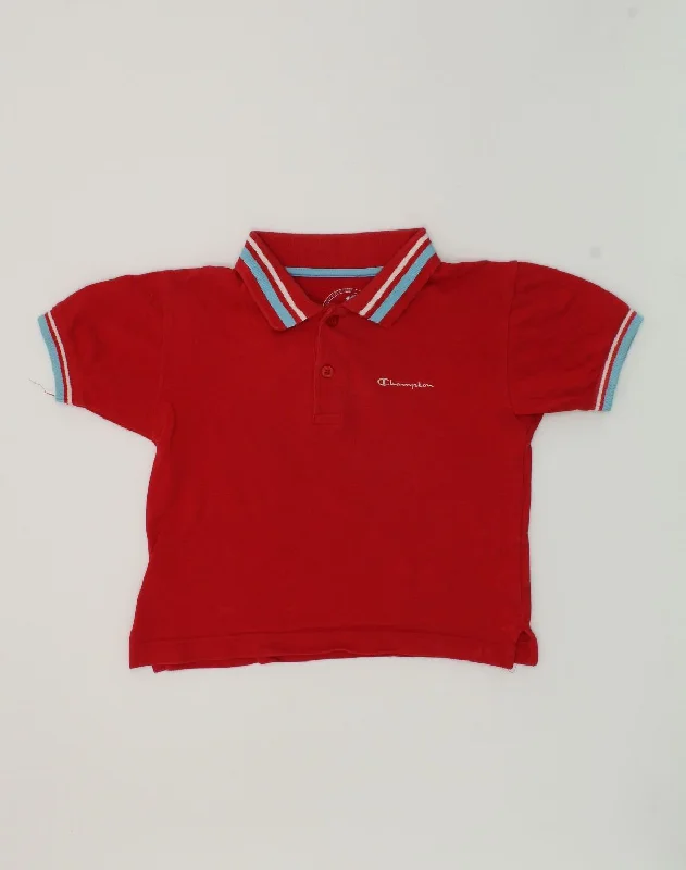 men's fashion polo shirts -CHAMPION Boys Polo Shirt 3-4 Years 2XS Red Cotton