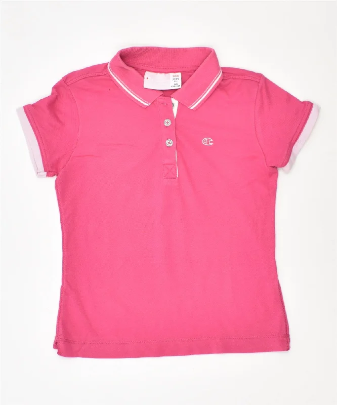 men's short-sleeve polo shirts -CHAMPION Girls Polo Shirt 3-4 Years Pink