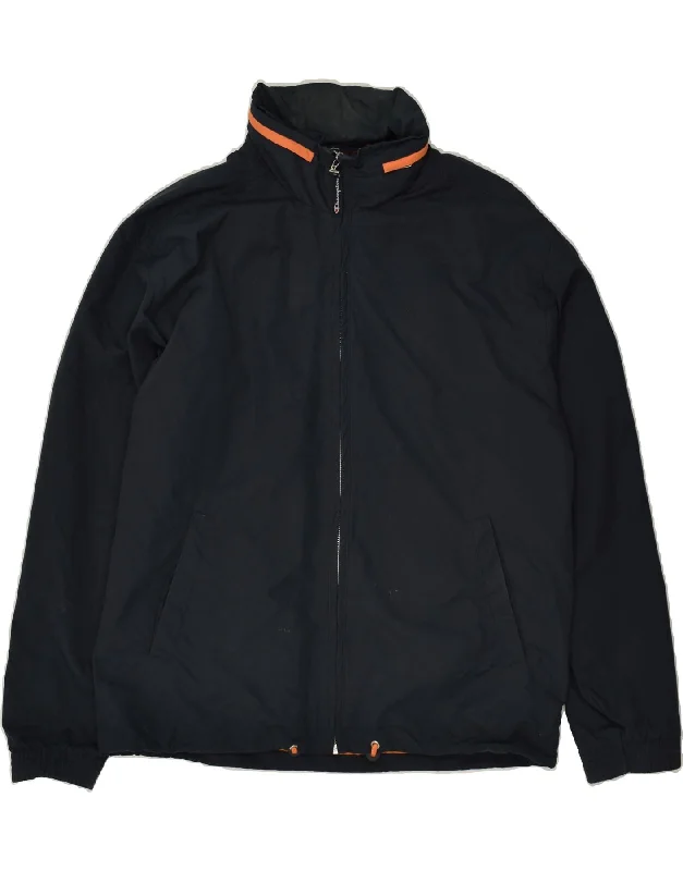 men's outdoor waterproof jackets -CHAMPION Mens Bomber Jacket UK 38 Medium Navy Blue Polyamide