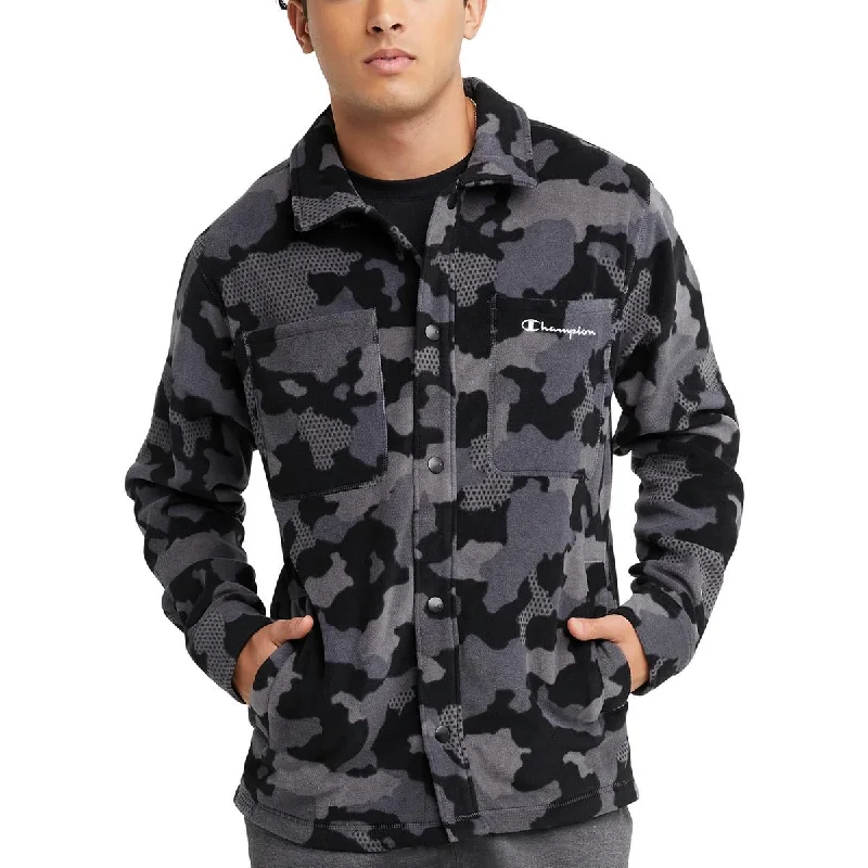 men's double-breasted blazers -Champion Mens Camouflage  Fleece Jacket