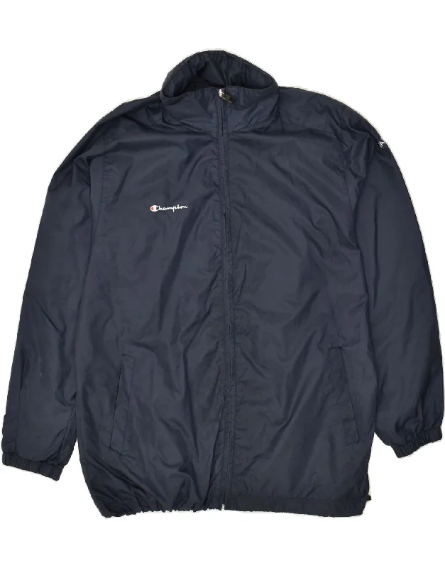 men's parka jackets -CHAMPION Mens Hooded Rain Jacket UK 40 Large Navy Blue Polyamide