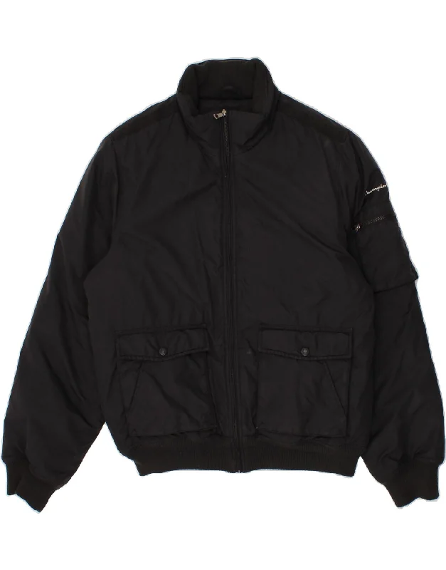 men's cargo jackets -CHAMPION Mens Padded Jacket UK 40 Large Black Polyamide