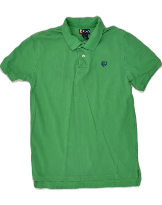 men's casual fit polo shirts -CHAPS Boys Polo Shirt 14-15 Years Large Green Cotton