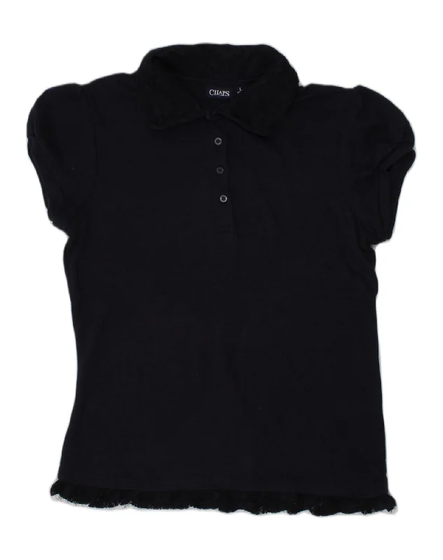 men's designer polo shirts -CHAPS Girls Regular Polo Shirt 12-13 Years Large  Navy Blue Cotton