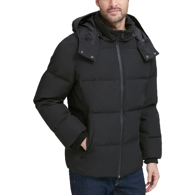 denim jackets for men -Cole Haan Mens Hooded Warm Puffer Jacket