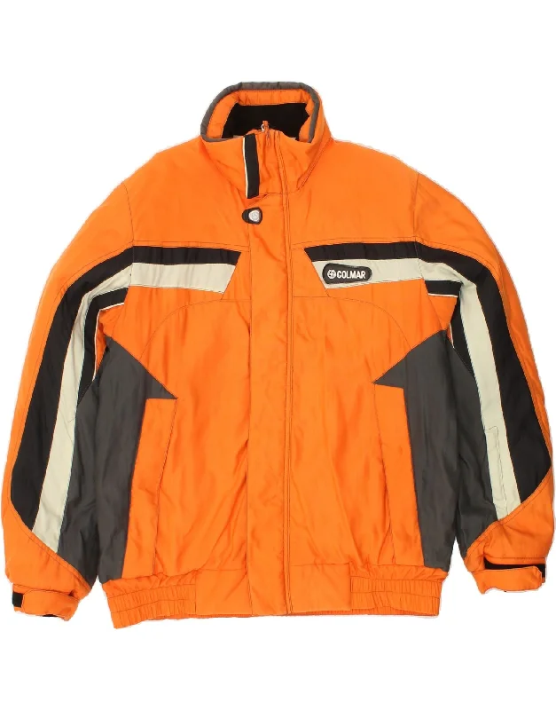 varsity jackets for men -COLMAR Mens Windbreaker Jacket IT 52 Large Orange Colourblock