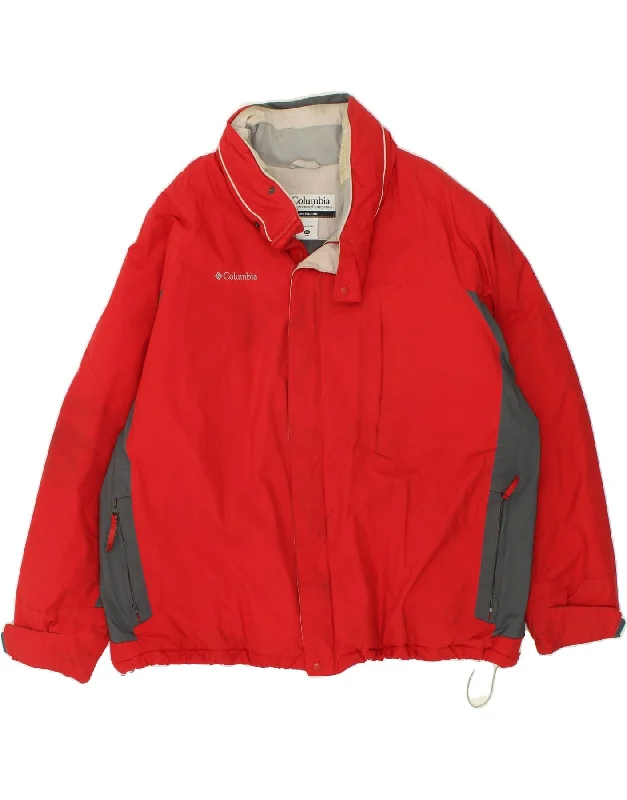 men's elegant jackets -COLUMBIA Mens Windbreaker Jacket UK 44 2XL Red Colourblock Nylon