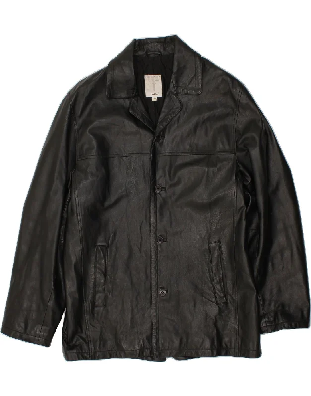 men's rain jackets -CONBIPEL Mens Leather Jacket IT 50 Large Black Leather