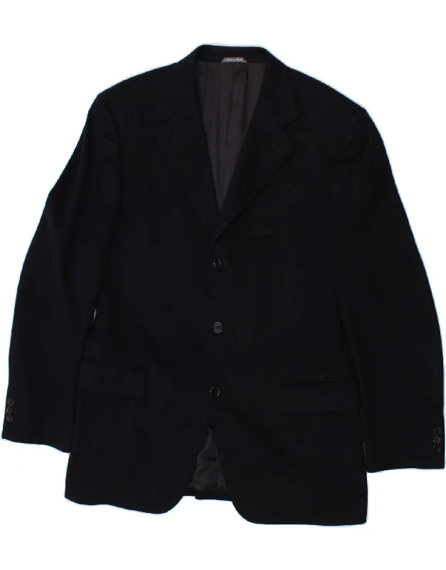 men's peacoats for casual wear -CONCILIO Mens 3 Button Blazer Jacket EU 54 2XL Navy Blue Wool