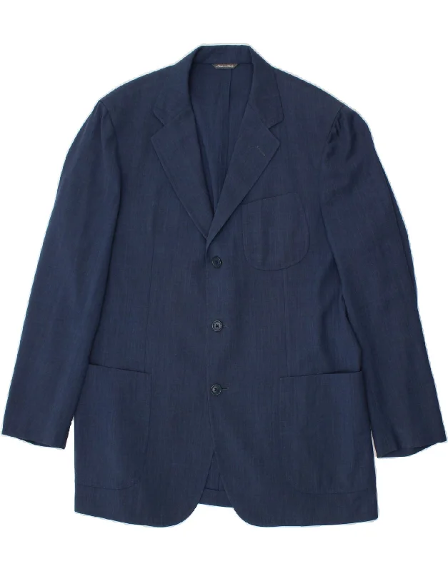 men's corduroy jackets -CONCILIO Mens 3 Button Blazer Jacket IT 54 2XL Blue Wool