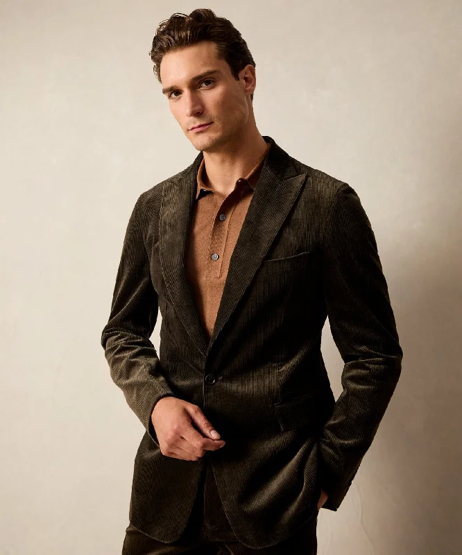 men's leather bomber jackets -Italian Fine Wale Corduroy Sutton Jacket in Dark Brown