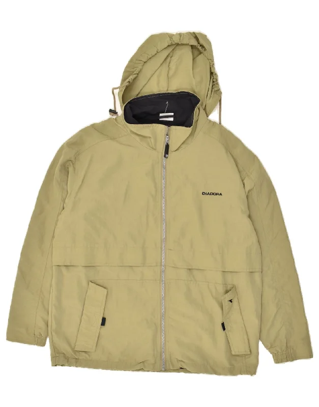 men's rugged jackets -DIADORA Mens Hooded Windbreaker Jacket UK 36 Small Beige Polyamide