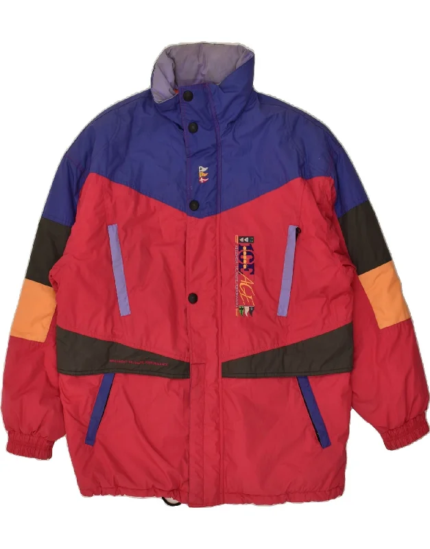 men's double-breasted jackets -DIADORA Mens Padded Jacket UK 40 Large Red Colourblock Polyester