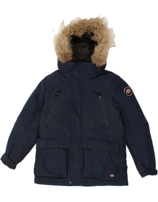 sleek jackets for formal wear -DICKIES Mens Hooded Padded Jacket UK 36 Small Navy Blue Polyester