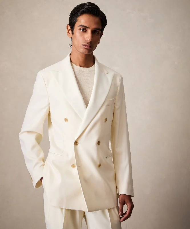 men's lightweight outdoor jackets -Italian Double-Breasted Tuxedo Jacket in Ivory