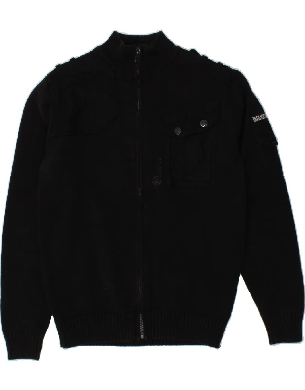 men's elegant jackets -DUCK AND COVER Mens Graphic Bomber Jacket UK 40 Large Black Cotton