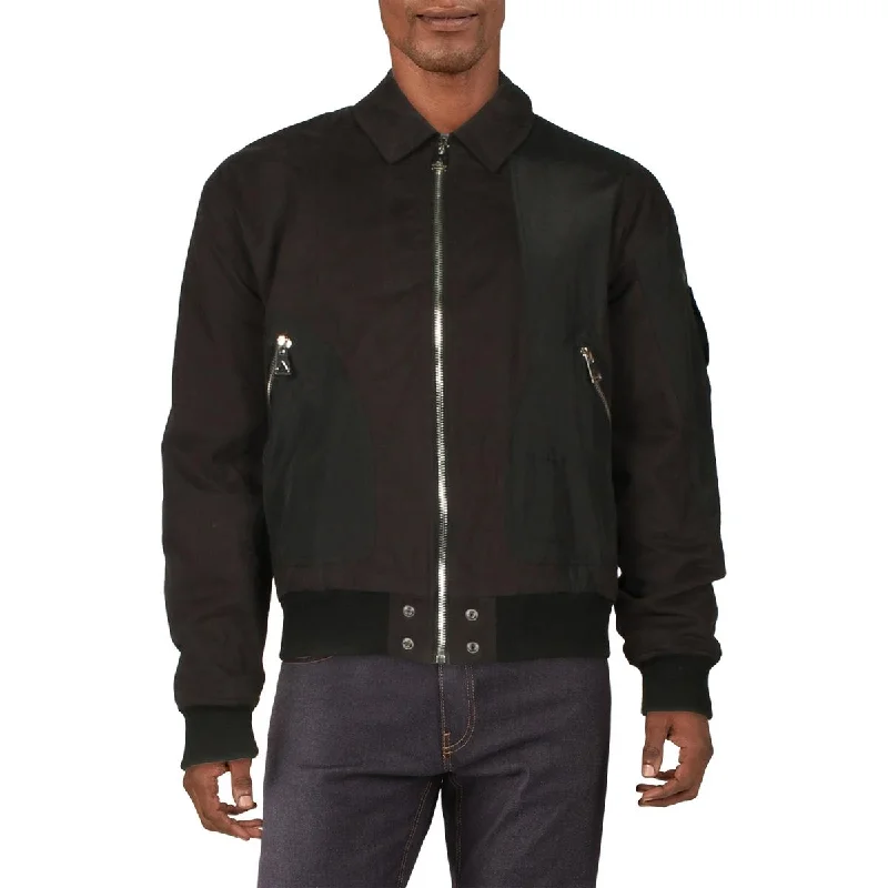 men's lightweight winter jackets -Eleven Paris Mens Mixed Media Heavy Bomber Jacket