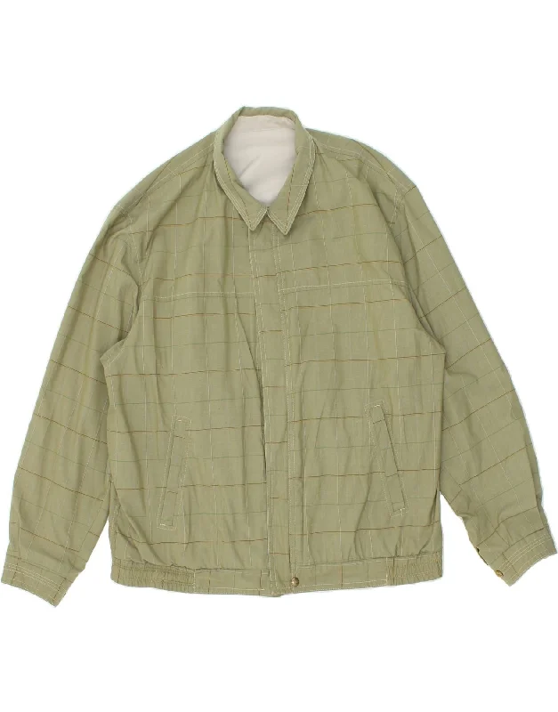 men's modern jackets -FACIBA Mens Reversible Jacket IT 54 2XL Khaki Check Polyester