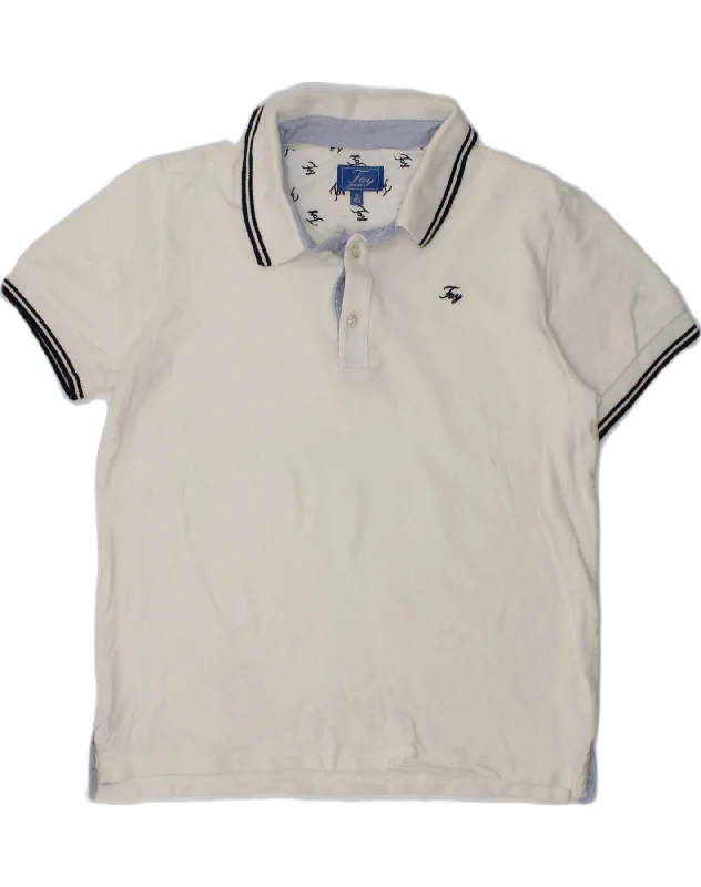 casual polo shirts for men -FAY Boys Polo Shirt 11-12 Years White Cotton