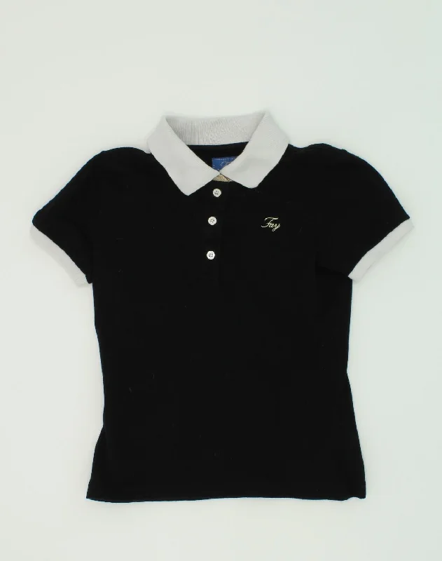 men's designer polo shirts -FAY Girls Polo Shirt 7-8 Years Black Cotton