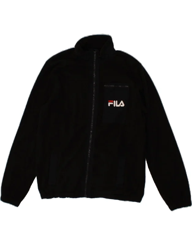 men's waterproof jackets -FILA Mens Fleece Jacket UK 40 Large Black Polyester