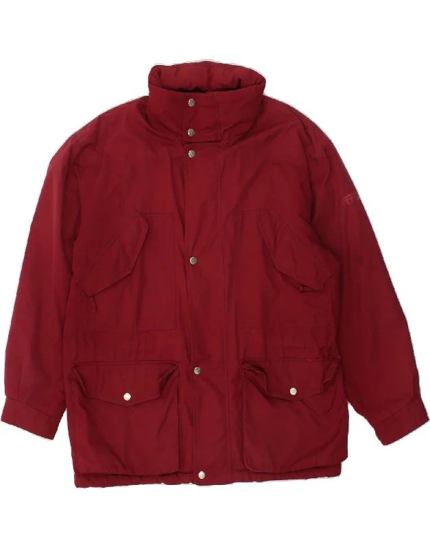 men's parka jackets -FILA Mens Hooded Windbreaker Jacket IT 50 Large Red Polyester