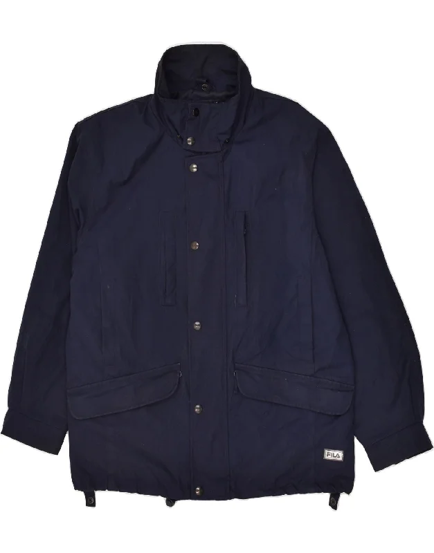 men's tailored jackets -FILA Mens Windbreaker Jacket IT 46 Small Navy Blue Polyester