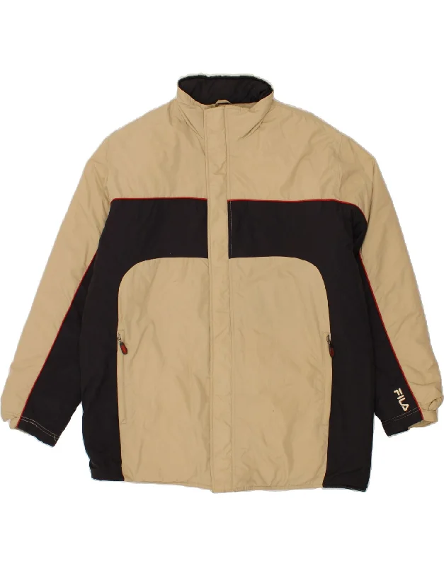 men's trench coats for winter -FILA Mens Windbreaker Jacket UK 44 2XL Beige Colourblock Polyester