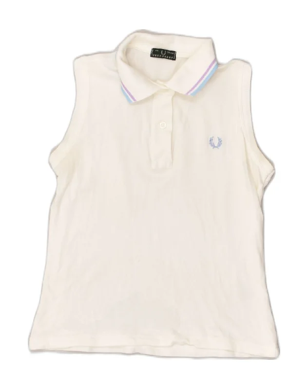 premium fit polo shirts for men -FRED PERRY Girls Sleeveless Polo Shirt 13-14 Years White Cotton