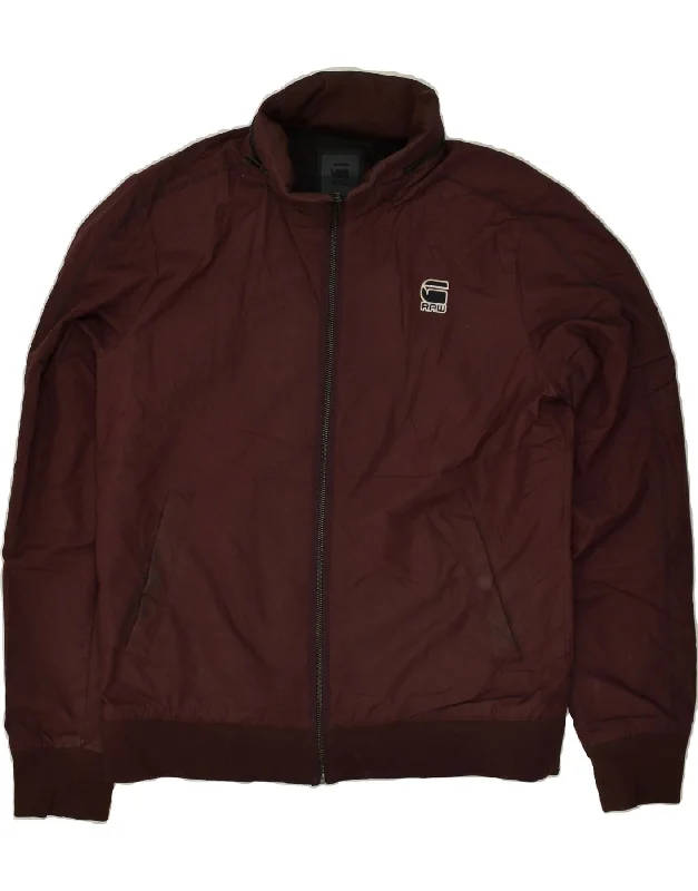 men's cargo jackets -G-STAR Mens Bomber Jacket UK 40 Large Maroon Polyester