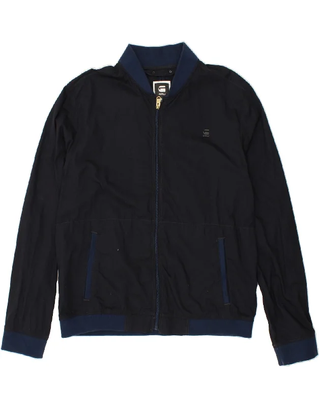 men's waterproof jackets -G-STAR Mens Bomber Jacket UK 44 2XL Navy Blue Cotton